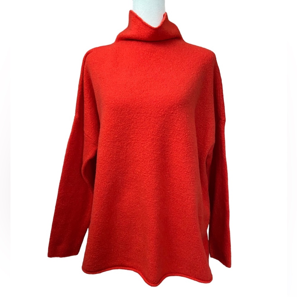 French Connection Soft Slouchy Turtleneck Sweater Dark Orange M